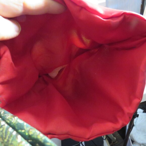 Green Brocade Vintage Victorian High Heel boot stocking Holiday 20" long - Picture 10 of 11